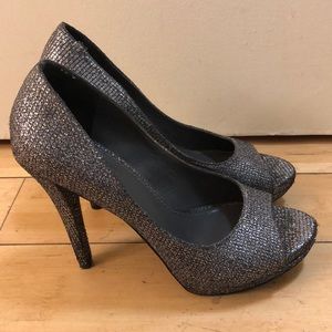 Vera Wang Silver Glitter Heels
